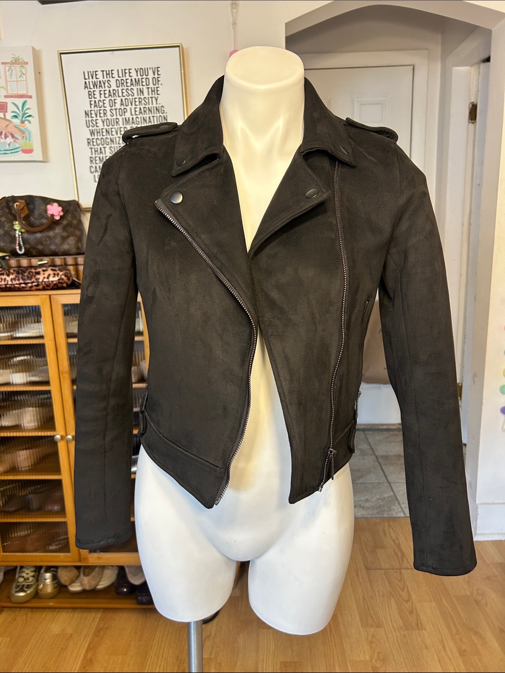 Primark Black Faux Suede Moto Jacket - Black